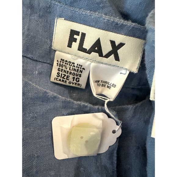 FLAX 2 Piece Linen Set Jacket & Sleeveless Shirt Blue Lagenlook Plus Size 1G 1X - Picture 14 of 16